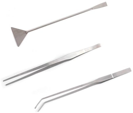 Ncheli Aquascaping Tools,Lang Edelstahl Gerade Pinzette Und Gebogene Spitze Pinzette,Bonsai Kit Algenschaber Aquarium Reinigungsset für Aquarium Starter Kit