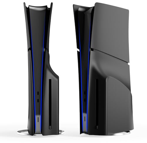 Placas negras 5 en 1 para PS5 Slim Disc y edición digital, accesorios de cubierta delgada para Playstation 5, placa frontal, repuesto de carcasa de panel lateral personalizado tanto para PS5 Slim Disc