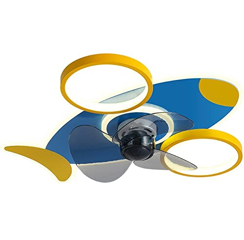 Leise Ventilator lampe Kinderzimmer Deckenventilator mit Licht Hubschrauber -Deckenventilator mit Lampe und Fernbedienung 3 Farbtemperatur & -windgeschwindigkeit Licht for Schlafzimmer ( Color : Blue