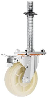 Lenkrolle for Gerüste, verstellbar, strapazierfähig, for die Industrie, 8 Zoll, 20 cm. Gewindedurchmesser 3,4 cm (M3,4), Bolzenlänge 30 cm. Verschleißfestes Nylonrad, Tragkraft 800 kg, 1 Stück