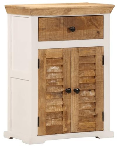 vidaXL Sideboard, Kommode mit Stauraum, Anrichte Schrank für Wohnzimmer, Highboard Beistellschrank Mehrzweckschrank, Weiß Braun Massivholz Mango