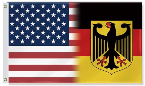 9,5 x 1,5 m Drapeau combo aigle allemand, grand blason de l'Allemagne, décoration d'amitié, bannière double face en polyester 150D imprimée numérique avec en-tête en toile, œillets en laiton pour
