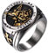 JewelryWe Heiliger Michael Ring Herren: Gold Silber Edelstahl Herren-Ring Erzengel St. Michael Amulett Kreuz Schutzpatron Siegelring Retro Band Bandring Christliche Religiöse Schmuck Geschenk Größe 70