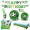 dusaniyali 63Stück Fussball Geburtstag Deko Partygeschirr Set, Jungen Fußball Party Dekorationen Geburtstagsparty,Happy Birthday Banner, Pappteller, Pappbecher, Toppers, Strohhalme