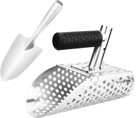 FBANG Kit 2 Palette per Metal Detector, Grande e Piccola in Acciaio Inox, Set Accessori Completo per Scavo in Sabbia e Terra