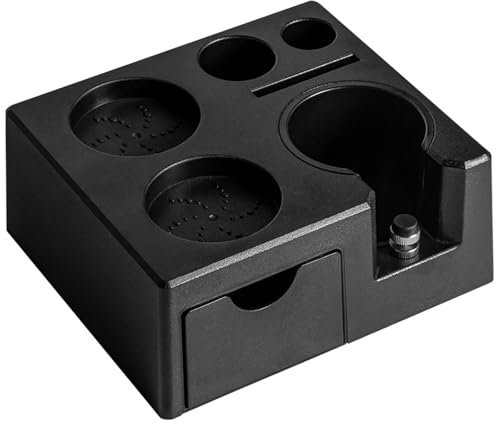 Espresso Tamper Station, Tamping Station Kunststoff Kaffee Tamper Stand, Portafilter Halter für 51mm54mm58mm Espresso Maschine Zubehör (Black)