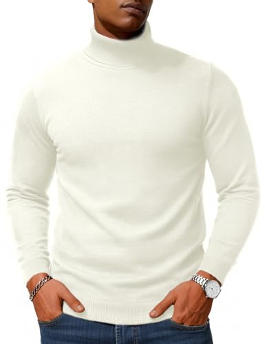 TACVASEN Mens Jumper Turtle Neck Tops for Men Casual Plain Knitted Jumper Regular Fit Winter Thermal Pullover Sweaters