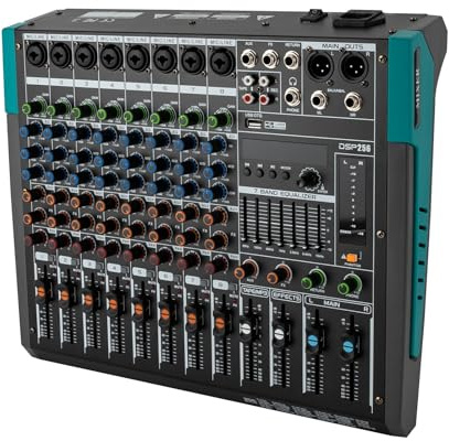 Audio DJ Mixer, 8 Kanal Stereo Sound Mischpult mit LCD-Display, 256 Reverb Effekt, Bluetooth, USB, für KTV-Privaträume, Aufnahmestudios, DJ Bühne