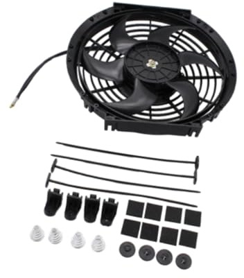 Okiyakusama Ventilador de Radiador de 10 Pulgadas, Repuestos, Reemplaza, Negro, 12 V, 80 W, Accesorios de Repuesto