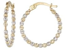 Creolen Ohrringe mit diamantierten Kugeln in Echt 585 Gold klassische, schlichte Ohrringe Ohrcreolen Ohrschmuck Damen Schmuck Goldcreolen in Bicolor inkl. Schmucketui | JC Trauringe 8734