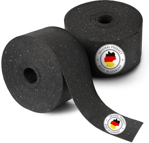 etm Terrassenpads Rolle - 2 Meter / 80 mm x 5 mm - Bautenschutzmatte für Terrassen aus Gummigranulat, zuschneidbare Gummi Unterlage als Antirutschmatte, Abstandshalter, Trittschalldämmung