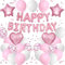 DazzJoy Happy Birthday Ballon Rosa Weiß Set, Geburtstagsdeko Rosa Weiß Ballons, Helium Luftballons Geburtstag Deko, Rosa Happy Birthday Luftballon für Kindergeburtstag Deko Mädchen, Frau Deko