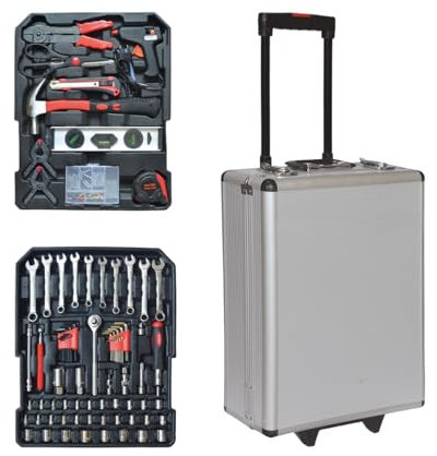 JOCCA Werkzeugkoffer mit Rollen | 399 Teile | komplett und tragbar | Schraubenschlüssel-Set, Schraubendreher, Zange und mehr | ideal für Zuhause, Werkstatt und Profis