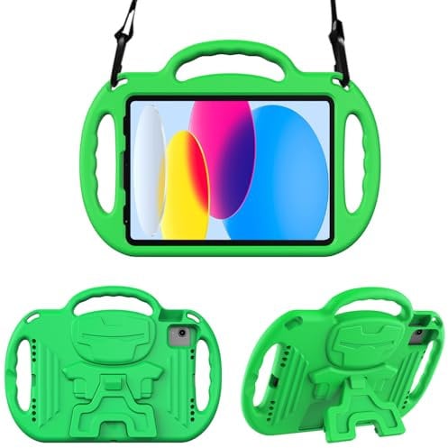 Surom Funda infantil para iPad de 10ª generación 2022 y iPad Air de 11 pulgadas (M2) 2024 y iPad Air de 6ª/5ª/4ª generación de 11.9 pulgadas y iPad Pro 11, funda a prueba de golpes con correa para el