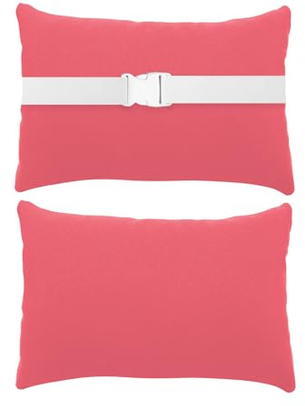 Heavyoff Lineshading Kopfkissen für Chaiselongue mit Gurt, wasserdicht, Nackenkissen, Kopfstütze mit verstellbarem Gummiband für Pool, Heißes Rosa