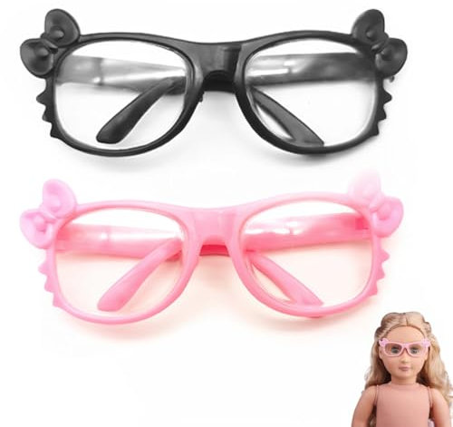 EIROVYA 2 Stücke Kleine Puppe Brille,Puppenbrillen,Lustige Babybrillen,Klare Linse Brillen Stoff Puppe Verkleiden Brillen Für Puppen Haustiere Kostüm Cosplay,puppenzubehör