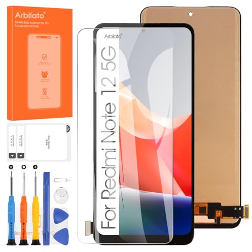 Arbilato Pantalla LCD para Xiaomi Redmi Note 12 5G Reemplazo Digitalizador 22111317I,22111317G Táctil Asamblado con Herramientas(Negro)