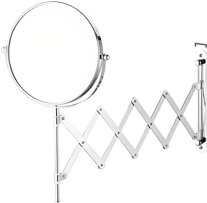 Miroir grossissant Mural de Salle de Bain - Miroir de Salle de Bain sur Pied de 20 cm avec grossissement x10 et Bras Extensible - Miroir de Rasage pivotant à 360° pour Hommes et Femmes
