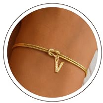 RMMD Gold Bracelet for Women 18K Gold Plated Letter Initial Bracelet Knot Infinity Charm Bracelets Gold Jewelry Jewellery Bridesmaid Gift Birthday Mothers Day Gifts for Mom Grandma