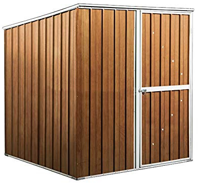 Casetta in Lamiera box in acciaio zincato da giardino misura 175 x 185 cm x 192 cm di altezza - 70 kg - 3.24 mq (Effetto Legno)