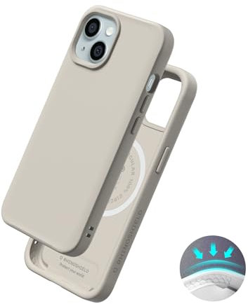 RhinoShield Hülle kompatibel mit MagSafe für [iPhone 15] | SolidX – Schlankes, stoßdämpfendes Schutzcase mit verstärktem Design und 3,5 m Fallschutz – Sandbeige