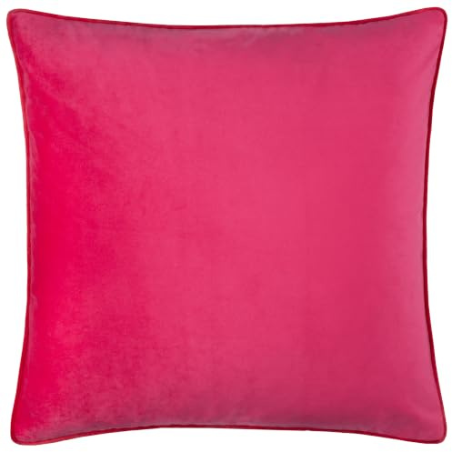furn. Meridian Polyester Filled Cushion (Pink/Red - 55 x 55cm) | Soft velvet cushion with contrast piping and polyester filling. 55 x 55cm. Ready to style.