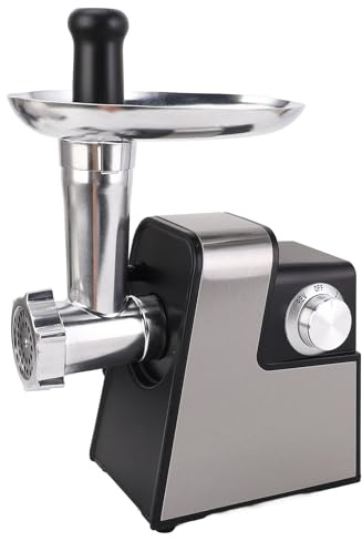 Fockety Hachoir à viande électrique 10 en 1, 2 800 W, en acier inoxydable, robuste, avec plusieurs lames et plaques, tube à saucisses et kit Kubbe pour la cuisine à domicile (Plug UE 220V)