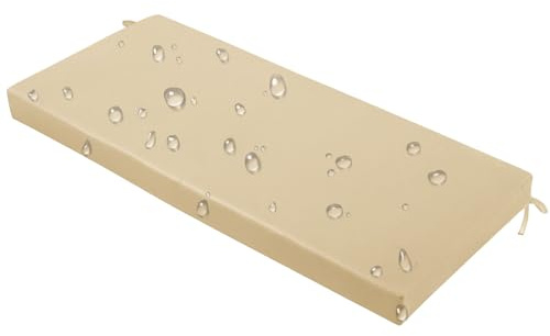YFHT Bankauflage Outdoor Wasserfest, 90x40x5cm Gartenbank Auflage mit Bändern, Sitzauflage Bank, Sitzkissen Bank Outdoor, Sitzpolster Bank für Garten, Terrasse, Balkon，Ivory