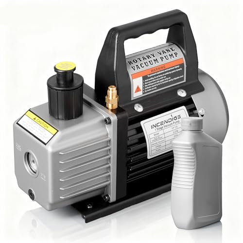 3 CFM 1/4 HP Vacuum Pump, Single Stage HVAC AC Vacuum Pump | Compatible with R12 R22 R134a R502 R410A, 330 Ml Oil Included, Auto AC, HVAC, Food Processing, Degassing