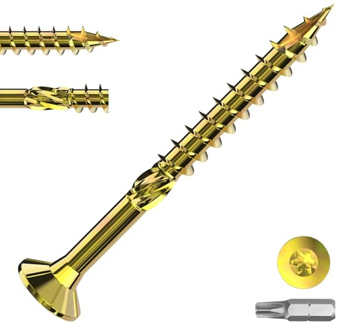 Zynthor 100Pcs Wood Screws 4.5 x 45mm Galvanized Decking Screws | Rust-Resistant Flat Head Screws, Torx Drive with T25 Bit for Decking, Timber, Furniture and General Woodworking