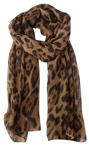 JazRvr Schal Leopardenmuster Damen Leopardenmuster, Leo Schal Damen Leichter Schal Leopard beige Animalprint Damenschal – Leichter Chiffon, weich, für alle Jahreszeiten