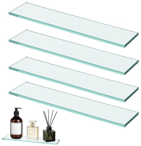 4 PCS Medicine Cabinet Shelves Replacement, Thcik Glass 13 Inch Bathroom Cabinet Shelf Replacement, Medicine Shelves Suitable for Living Room Bathroom Kitchen Wall Mounted and Hanging Cabinets