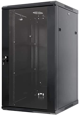 kab24® Netzwerkschrank Serverschrank Wandhehäuse Netzwerk Wandschrank Wandverteiler SOHO Schrank schwarz 19 Zoll 20 HE H:99,4 x B:60 x T:45cm