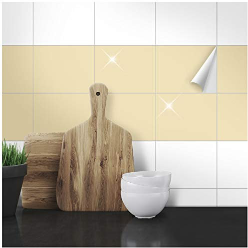 Wandkings Fliesenaufkleber - Wähle eine Farbe & Größe - Beige Glänzend - 14,5 x 19,5 cm - 20 Stück für Fliesen in Küche, Bad & mehr