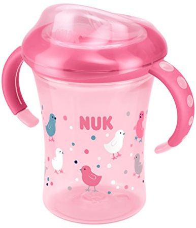 NUK 10255355 Starter Cup, Silikontrinktülle, auslaufsicher, ab 6 Monaten, 230ml, rosa