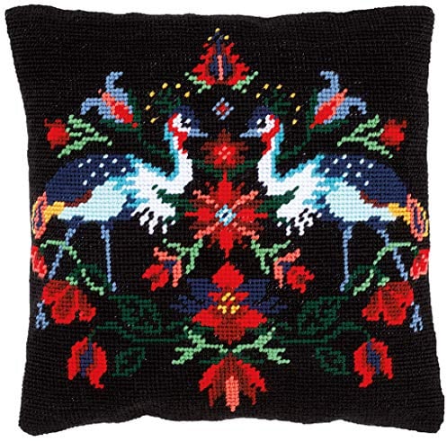 Vervaco Gobelin Stickpackung Kissen Stickset Erwachsene Kissenbezug CAMILLE Stickerei Set Anfänger Vorgedruckt Kreuzstichkissen Kreatives Handwerk ca. 40 x 40 cm Dekoratives Kissen DIY Geschenkset
