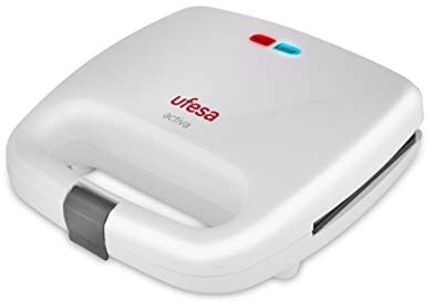 Ufesa SW7855 - Sandwichera, 750W, Capacidad para 2 Sandwiches, Placas Grill Antiadherentes, Cierre de Seguridad Para Las Placas, Sellado Perfeco Del Sándwich, Recogecables, Apoyos Antideslizantes, Blanco