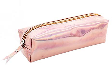 ZqiroLt Trousse à crayons réfléchissante avec fermeture Éclair rose gold
