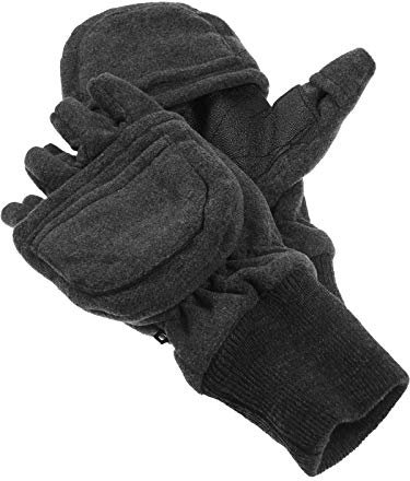 Claus Modes Fleece Handschuhe mit Thinsulate und Klappe Strickbund, Farben:grau, Handschuhgröße:Damen