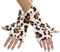 NET TOYS Kuschelige Leoparden Handschuhe ohne Finger - Beige-Braun - Originelles Damen-Kostüm-Zubehör Handstulpen im Leo-Look - Passend gekleidet für Fasching & Karneval