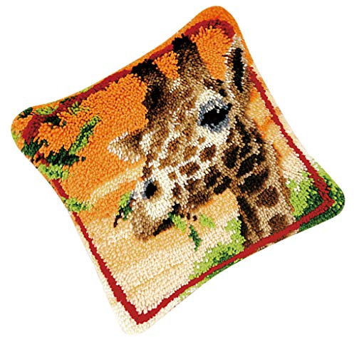 freneci Knüpfset Kissen (Tier & Blumen) Knüpfkissen zum Selber Knüpfen für Erwachsene und Kinder über 7 Jahre - Giraffe