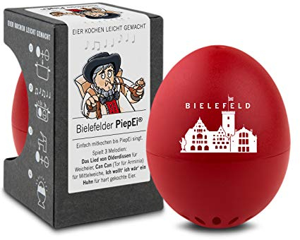 Bielefelder PiepEi - Singende Eieruhr zum Mitkochen - Eierkocher für 3 Härtegrade - Bielefeld Souvenirs - Lustiges Kochei - Musik Eggtimer - Brainstream
