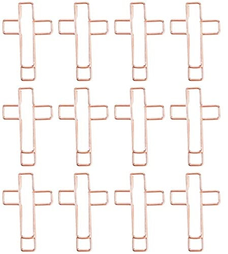 STOBOK 12 Stücke Kreuz Form Deko Büroklammern Metall Briefklammern Aktenklammern Lesezeichen Bürobedarf Fotoclips für Foto Büro Schule Umschlag Notebook (Roségold)