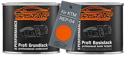 TRISTARcolor Vernice per moto Kit barattolo pronto all’uso per KTM REP-04 Orange Vernice di fondo vernice di base 1,0L