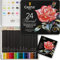 Castle Art Supplies “Botanical” Themed Watercolour Pencils Set | 24 Premium Quality, Selected Vibrant Colours | Draw and Paint at the Same Time | For Adult Artists and Gifting | In Special Tin Box