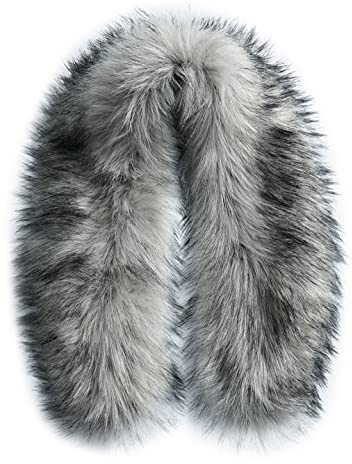 KOOSUFA Pelzkragen Kunstpelz Pelzschal Winter Kunstfell Schal mit Knöpfen | Abnehmbar, Weich und Fluffig, Fellkragen für Hutkrempe, Umhang, Kapuzen-Wintermantel, Jacke und Parka, Länge 70cm 80cm 90cm