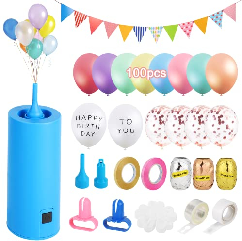 Elektrische Luftpumpe, Tragbare luftballon pumpe Ballonpumpe für Geburtstag Christmas Party Supplies, Luftballonpumpe Elektrische für Long Balloons & Other Shape Balloon With Dots, Bow Tape, And More
