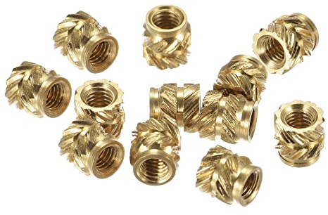sourcing map knurled Insert Nuts, 60Pcs M3 x 5mm L x 5mm OD 3D Printing Brass Nuts Female Threaded Inserts Brass Heat Set Insert Embedment Nut