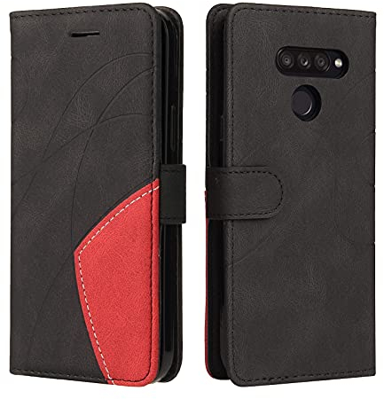 Fatcatparadise Kompatibel mit LG K50S Hülle, Leder PU Brieftasche Handyhülle Flip Case Silikon Bumper Schutzhülle Klapphülle. Lederhülle mit Kartenfächern und Standfunktion (Schwarz)
