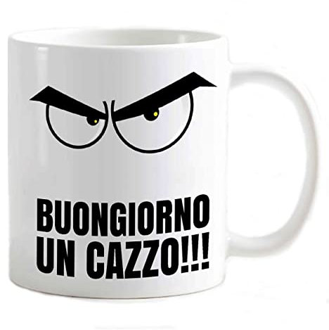 csm informatica Tazza Mug Divertente Scherzo Parolacce Buongiorno un cazzo occhi